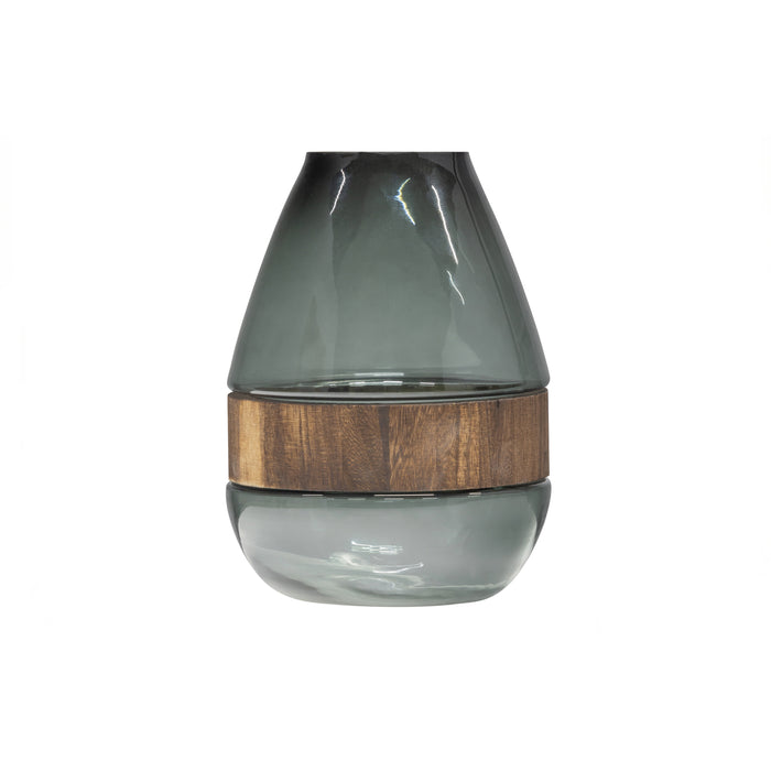 WOOOD Vaas Dave - Glas|Hout - Blauw|Groen - 26x19x19