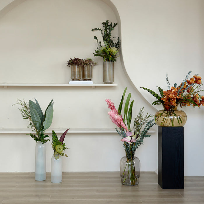 Riviera Maison Glazen vaas, Luxe Bloemenvaas Warm Aramis - Lichtbruin