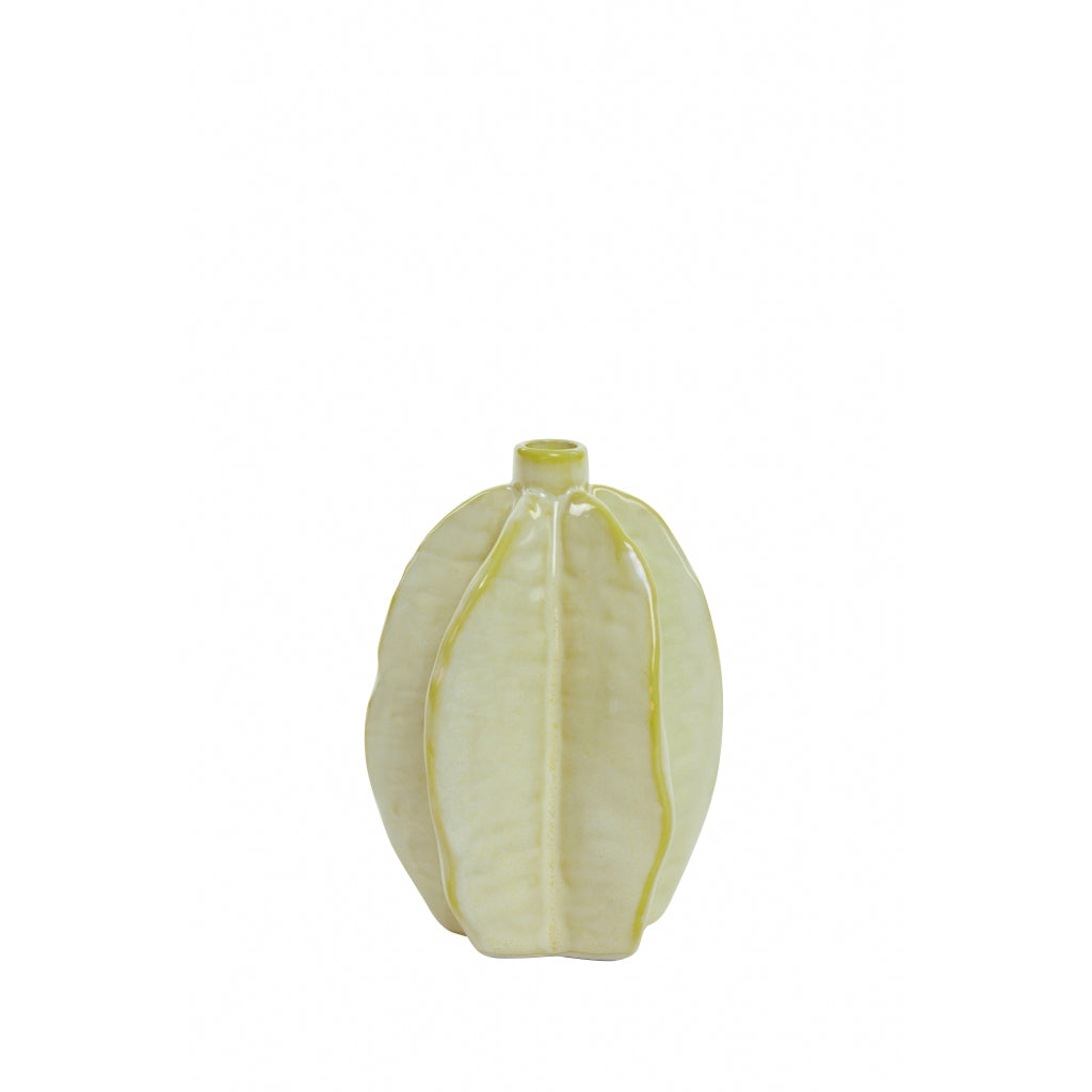 Light & Living Vaas Akosi M - Geel - Keramiek - 13x18x13cm (BxHxD)