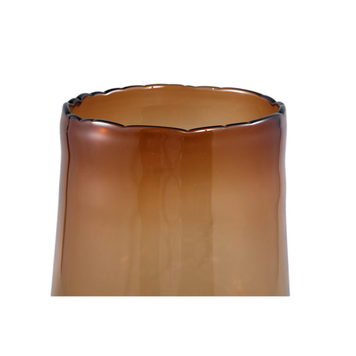 PTMD Jessey Brown glass vase on wooden foot L