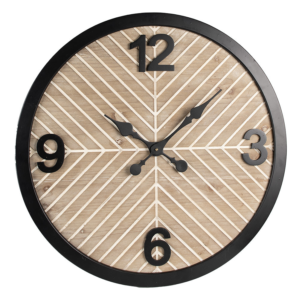 Clayre & Eef Wandklok Ø 64 cm Bruin Zwart Hout