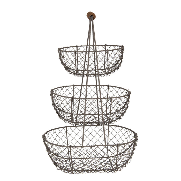 Clayre & Eef Etagère 3 laags  48 cm Zwart Ijzer Ovaal Fruitschaal