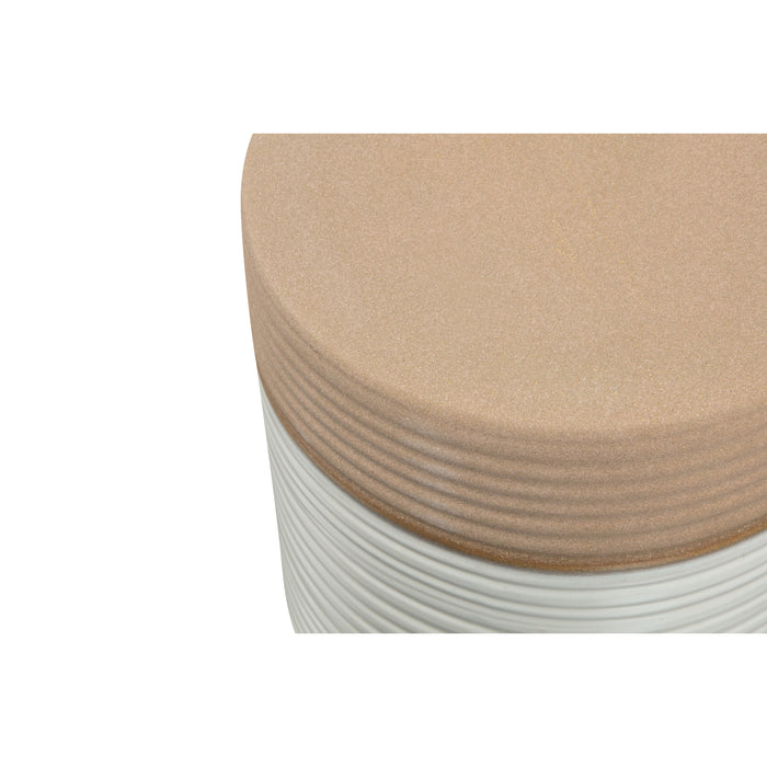 Basiclabel Bijzettafel Flint - Keramiek - Offwhite|Bruin - 43x33x33