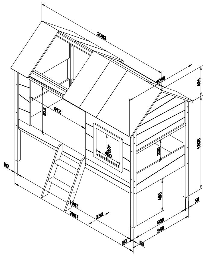 Vipack Charlotte Boomhutbed Wit met Lattenbodem