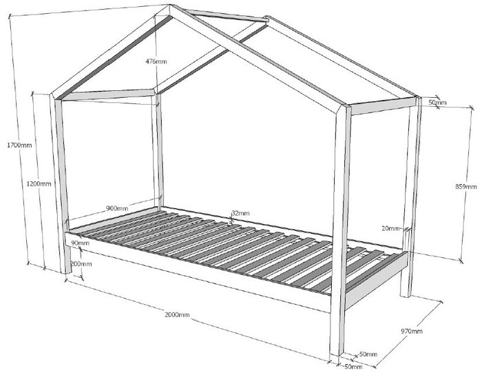 Vipack Dallas Huisbed 90x200 Naturel met Textielset