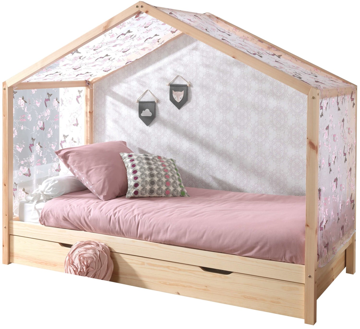 Vipack Dallas Huisbed 90x200 Naturel met Textielset