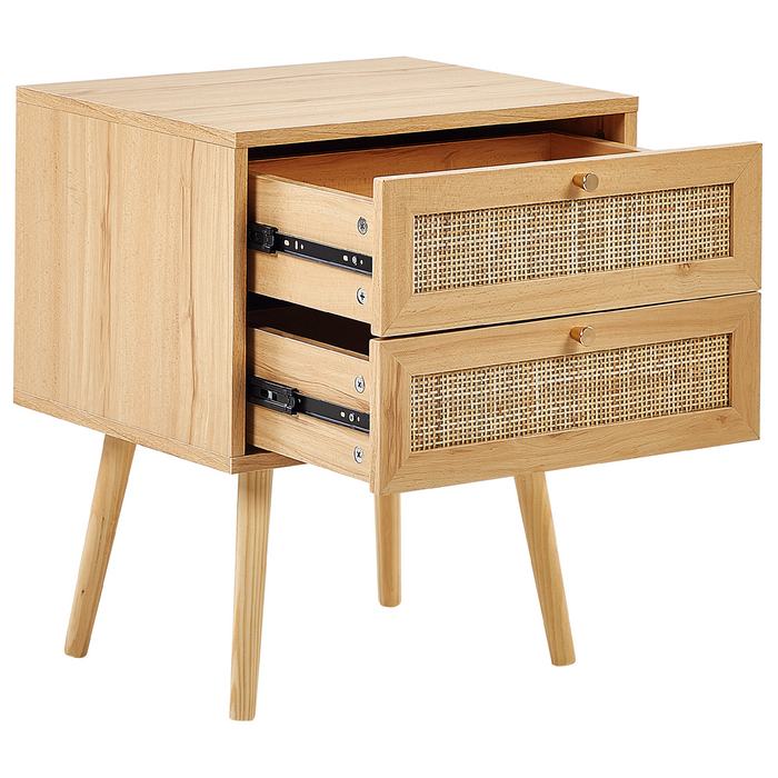 Beliani - PEROTE - Nachtkastje - Lichte houtkleur - Rotan