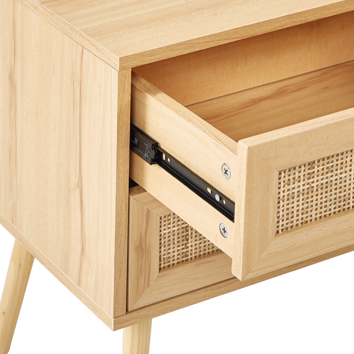 Beliani - PEROTE - Nachtkastje - Lichte houtkleur - Rotan