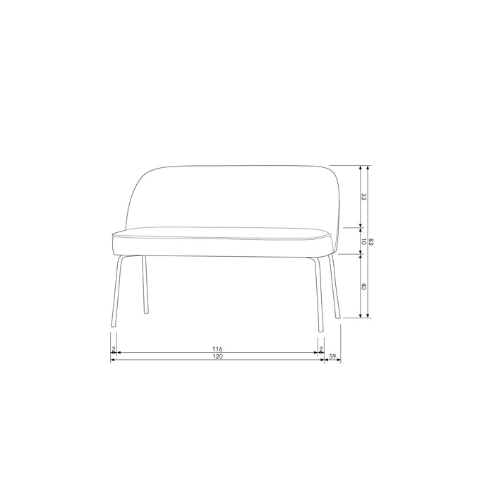 WOOOD Vogue Eetbank - Velvet - Honing Geel - 83x120x59