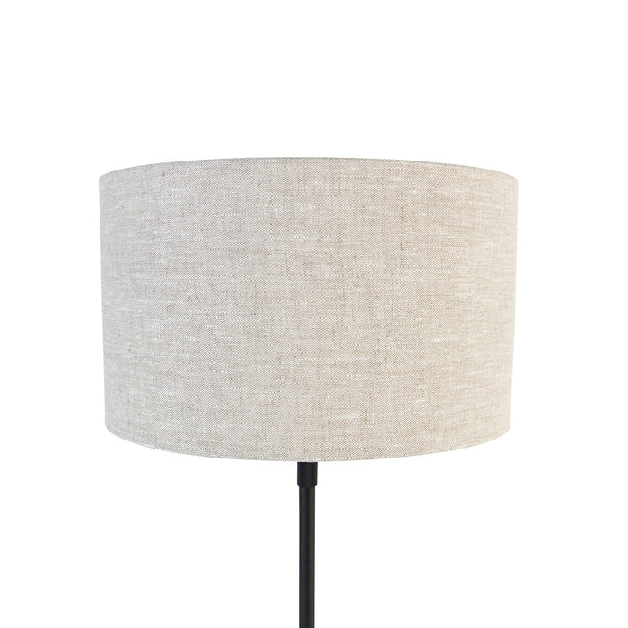 QAZQA Tafellamp zwart verstelbaar met kap lichtgrijs 35 cm - Parte