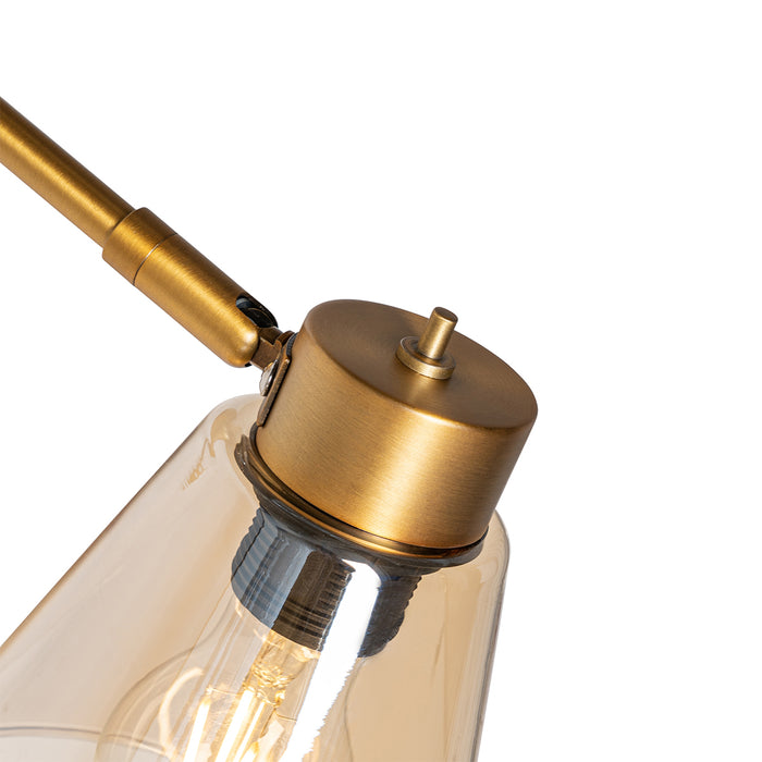 QAZQA Art Deco wandlamp brons met marmer en amber glas - Nina