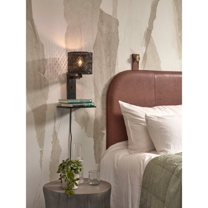 GOOD&MOJO Wandlamp Java - Bamboe Zwart - 30x22x52cm