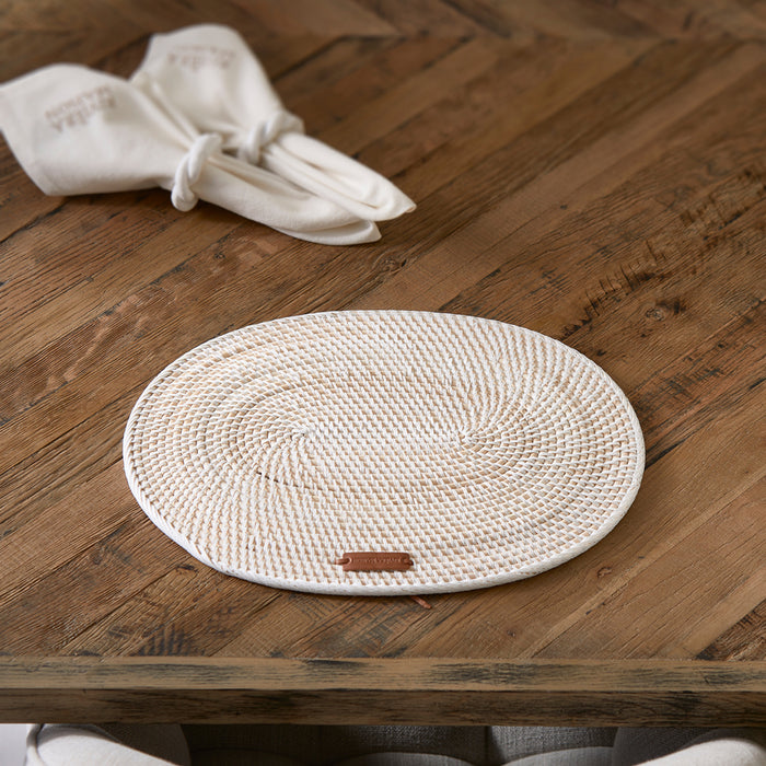 Riviera Maison placemat ovaal, onderlegger - Crystal Bay - Wit| Beige