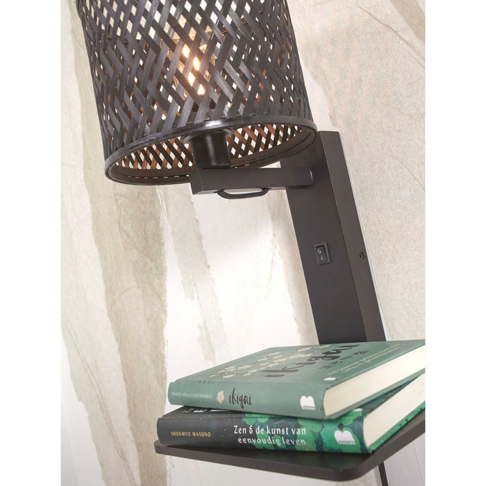 GOOD&MOJO Wandlamp Java - Bamboe Zwart - 30x22x52cm