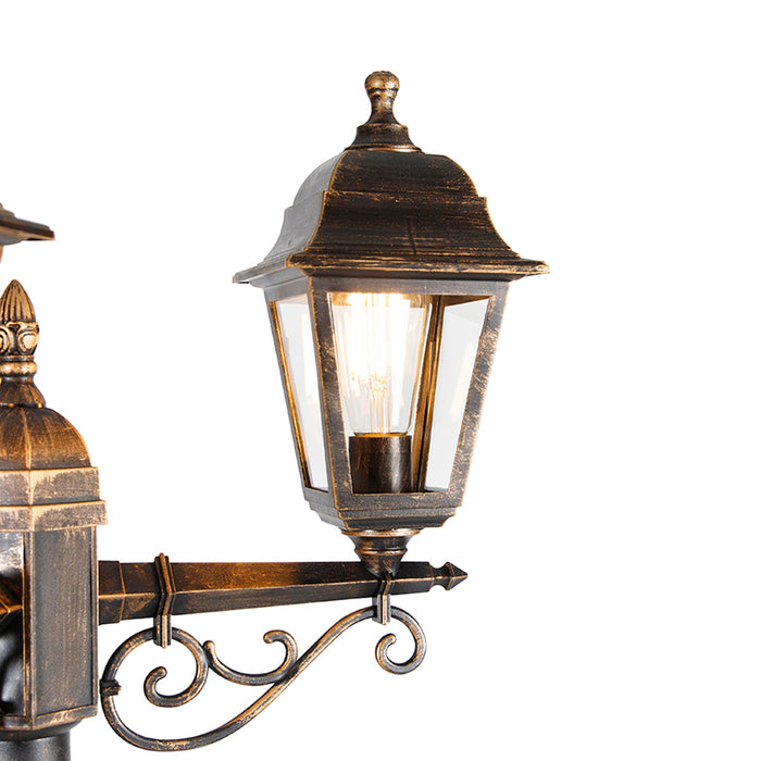 QAZQA Smart lantaarn antiek goud 3-lichts IP44 incl. Wifi ST64 -