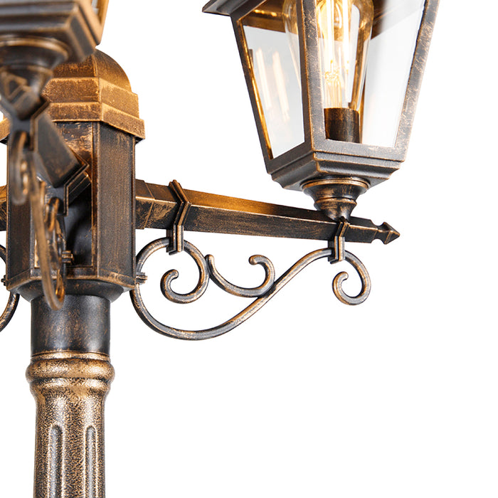 QAZQA Smart lantaarn antiek goud 3-lichts IP44 incl. Wifi ST64 -