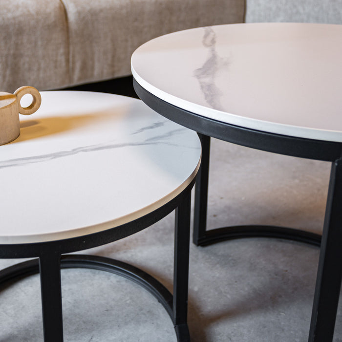 Dimehouse Salontafel set van 2 Paige marmer wit rond