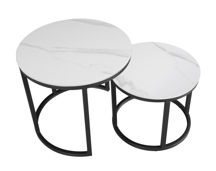 Dimehouse Salontafel set van 2 Paige marmer wit rond