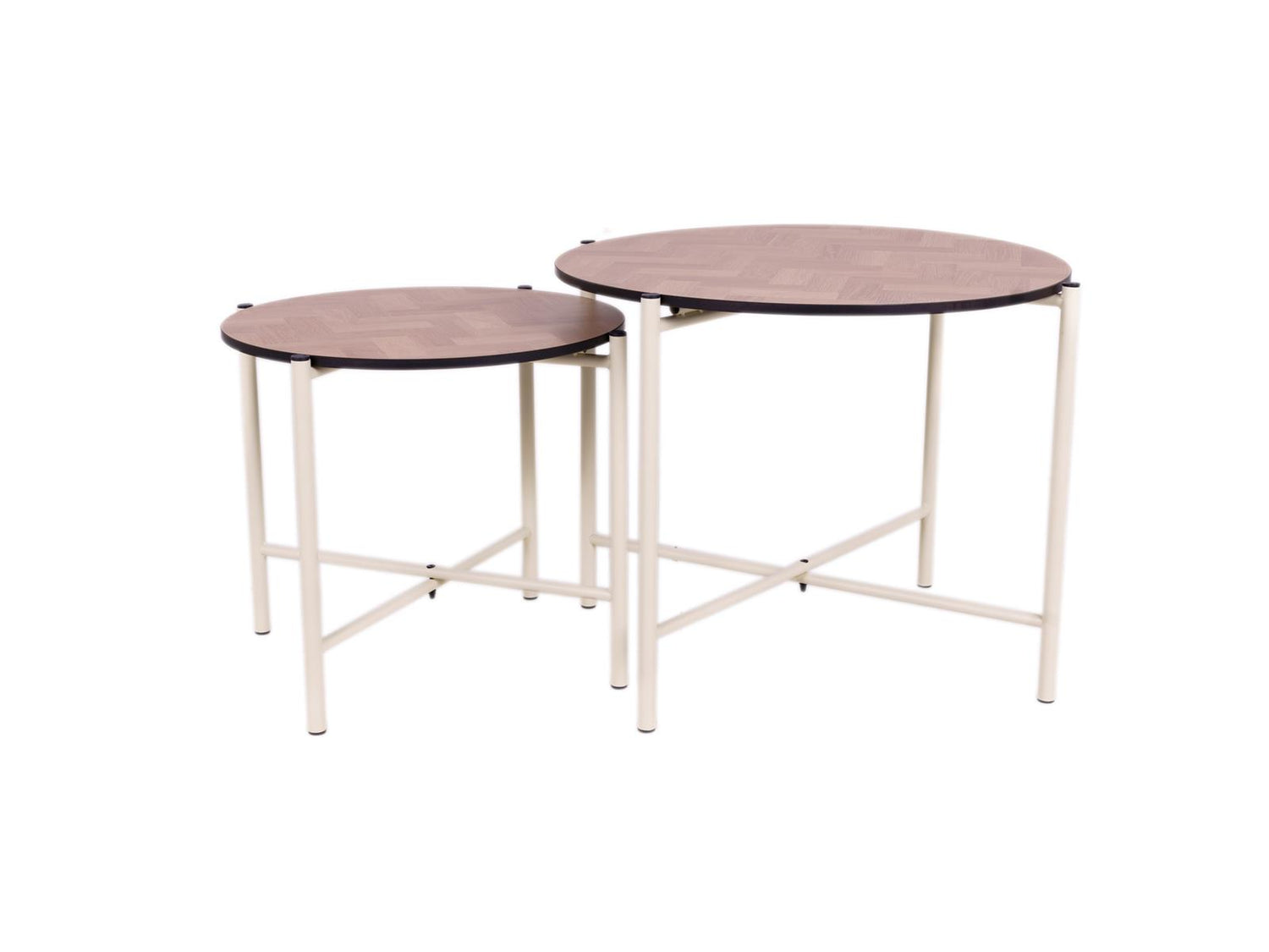 Salontafel set Copenhagen 62 en 49 cm kruisframe ivoor