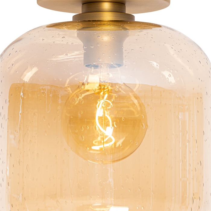 QAZQA Design plafondlamp messing en amber glas - Zuzanna