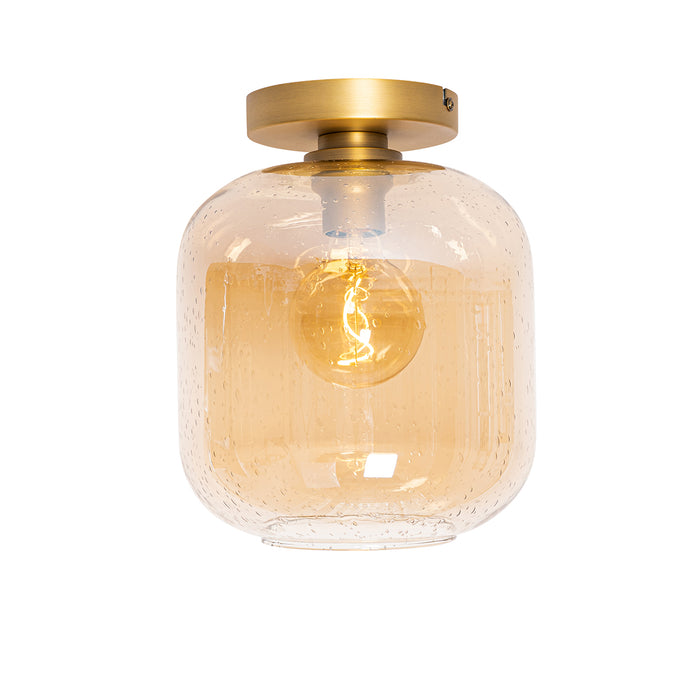 QAZQA Design plafondlamp messing en amber glas - Zuzanna