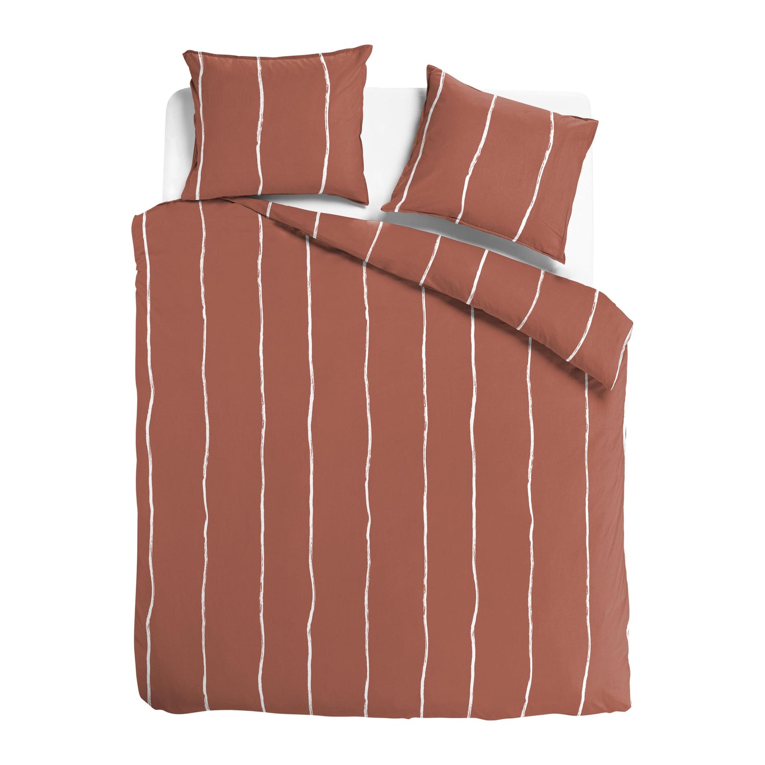 Seashell Fair Dekbedovertrek - 140x200cm - terracotta lily streep