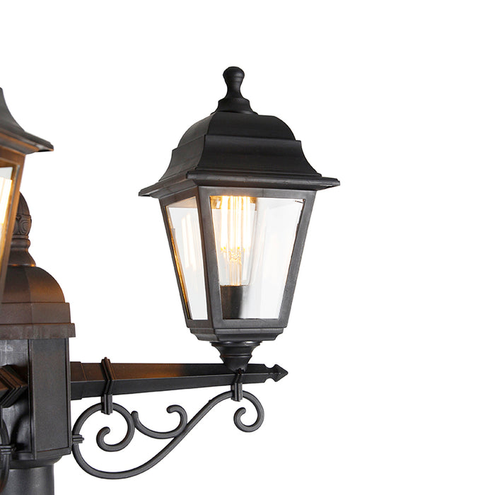 QAZQA Smart lantaarn zwart 3-lichts IP44 incl. Wifi ST64 - Capital