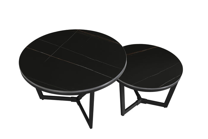 Dimehouse Salontafel set van 2 Brady marmer zwart rond