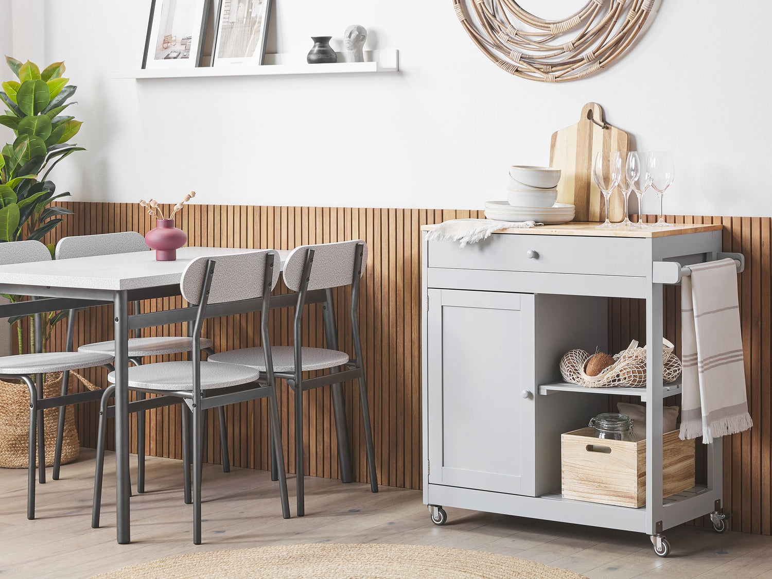 Beliani - TRAPANI - Keukentrolley - Lichtgrijs - MDF