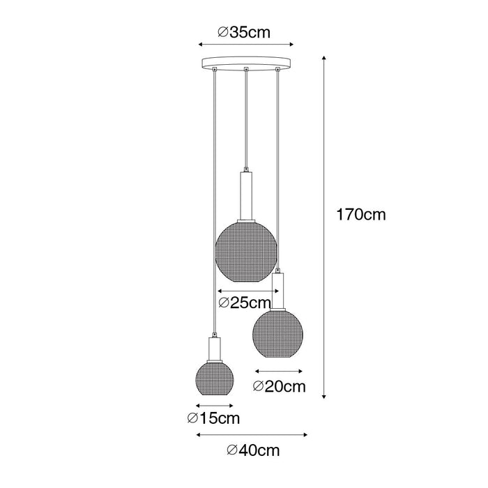 QAZQA Design hanglamp zwart met smoke glas 3-lichts  - Chico