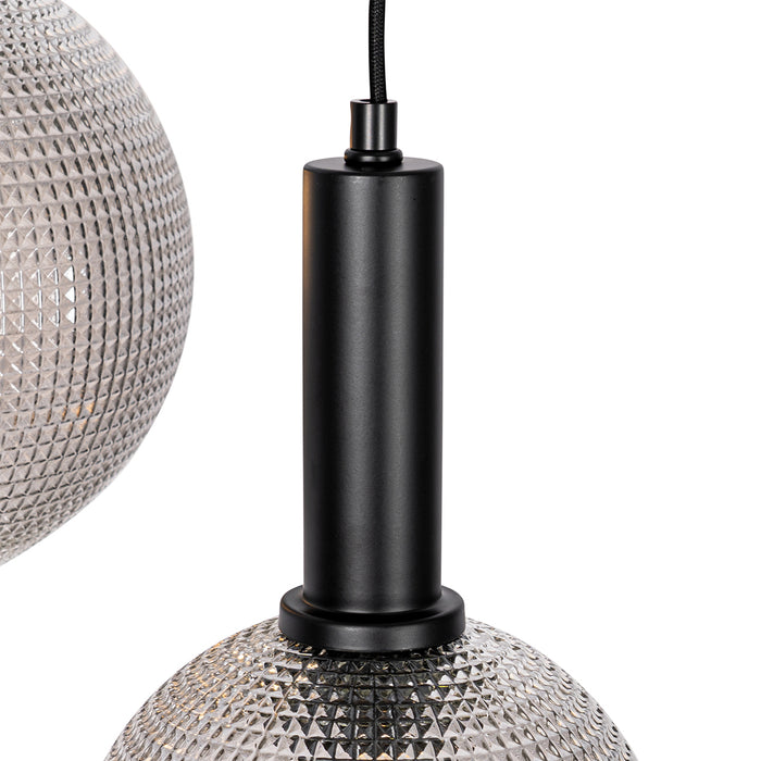 QAZQA Design hanglamp zwart met smoke glas 3-lichts  - Chico