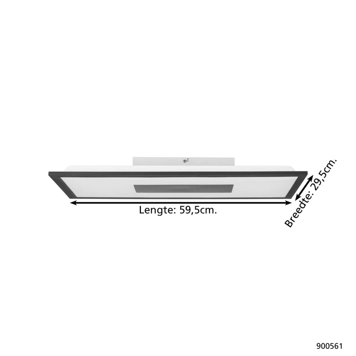 EGLO Marmorata Plafondlamp - LED - 59,5 cm - Zwart|Wit