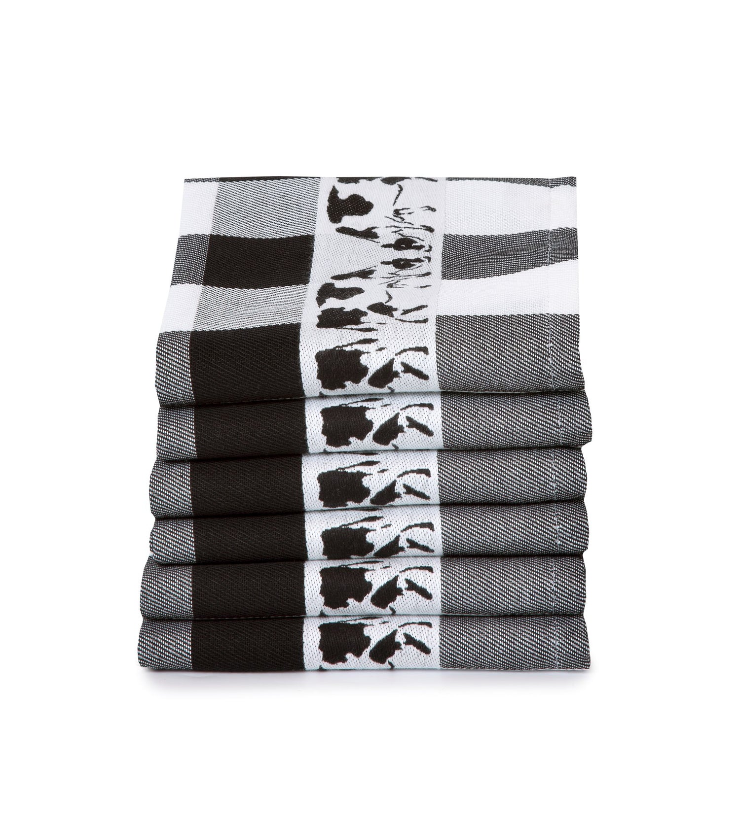 Twentse Damast Theedoekenset - 6 stuks - Koe Zwart