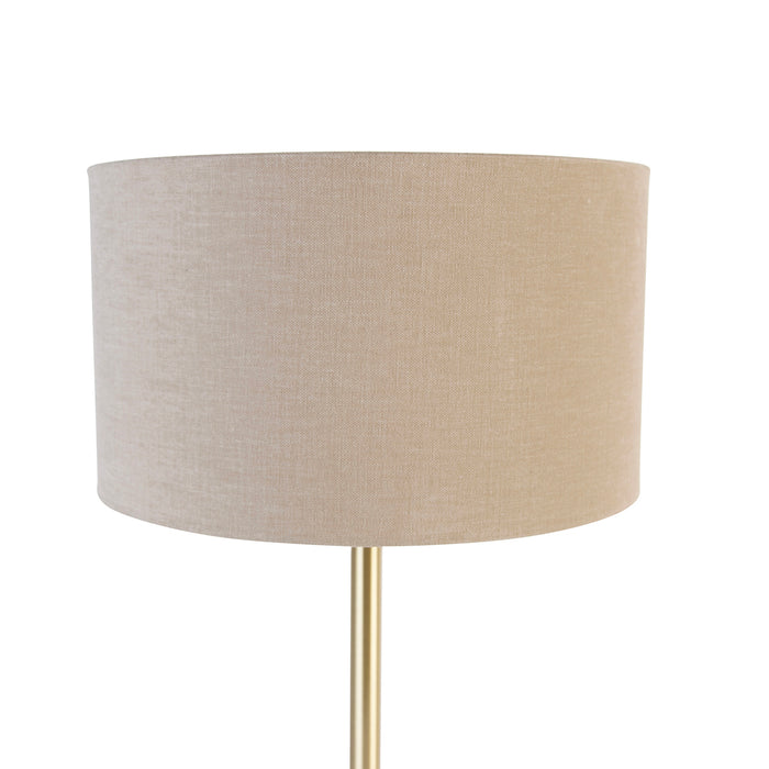 QAZQA Klassieke tafellamp messing met kap lichtbruin 35 cm - Simplo