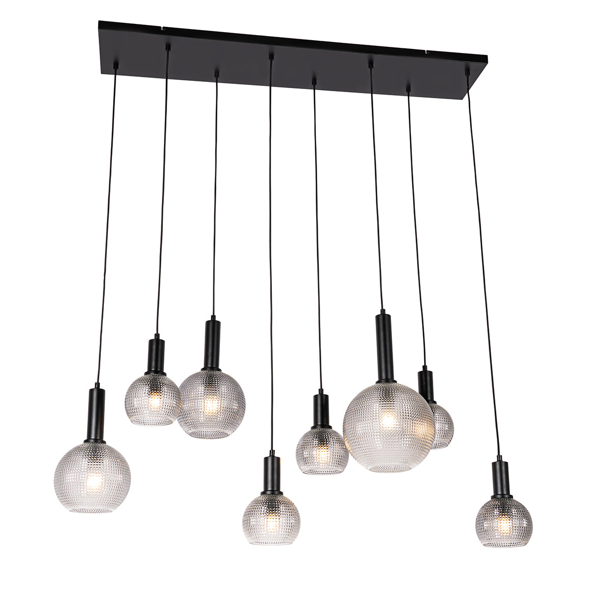 QAZQA Design hanglamp zwart met smoke glas 8-lichts  - Chico