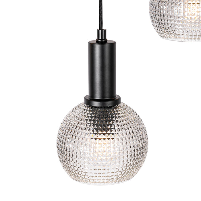 QAZQA Design hanglamp zwart met smoke glas 8-lichts  - Chico