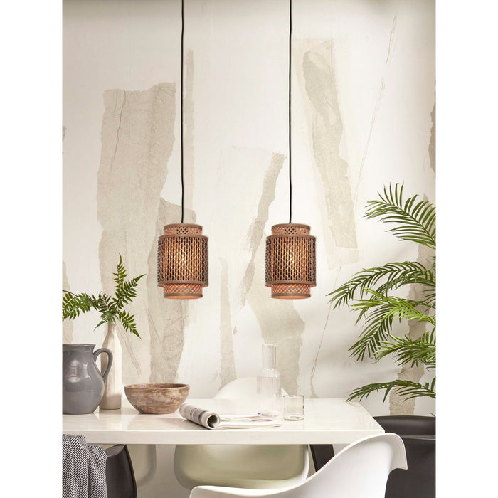 GOOD&MOJO Hanglamp Bhutan - Bamboe|Zwart - Ø18x25cm