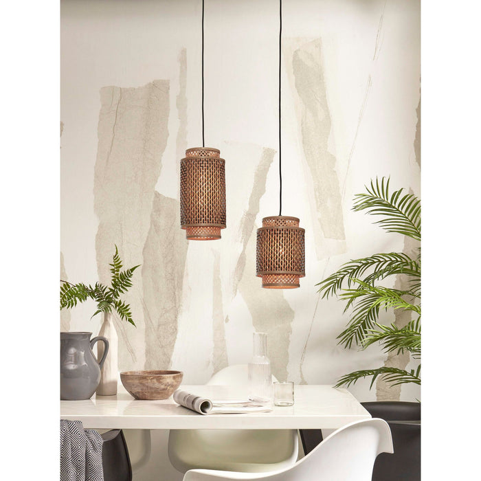 GOOD&MOJO Hanglamp Bhutan - Bamboe|Zwart - Ø18x25cm