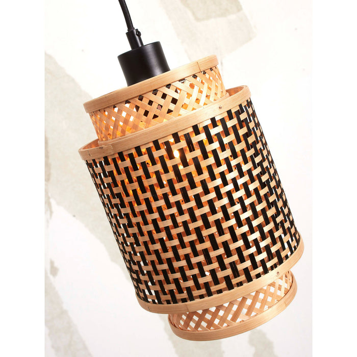 GOOD&MOJO Hanglamp Bhutan - Bamboe|Zwart - Ø18x25cm