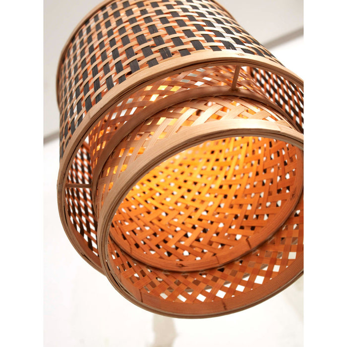 GOOD&MOJO Hanglamp Bhutan - Bamboe|Zwart - Ø18x25cm