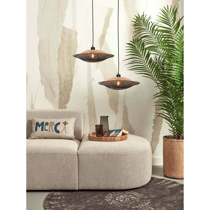 GOOD&MOJO Kalimantan Hanglamp Plat - Ø44cm - Zwart