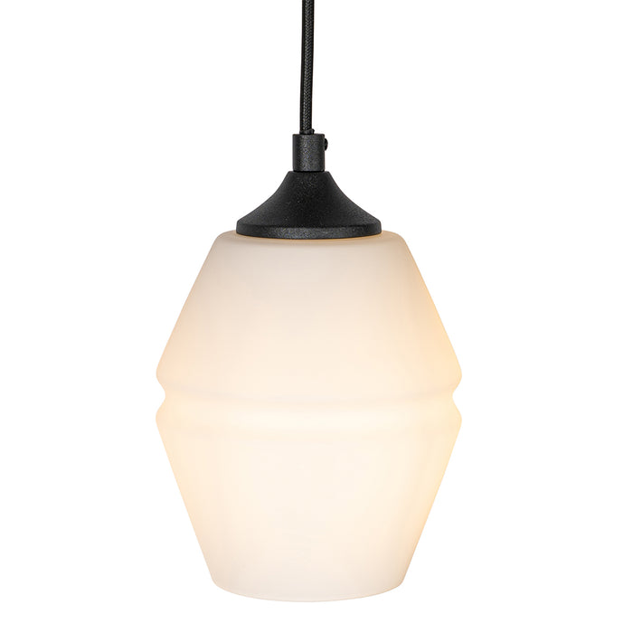 QAZQA Art Deco hanglamp zwart met opaal glas 8-lichts - Hanne