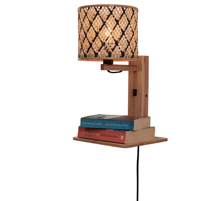 GOOD&MOJO Wandlamp Java - Bamboe|Zwart - 30x22x52cm