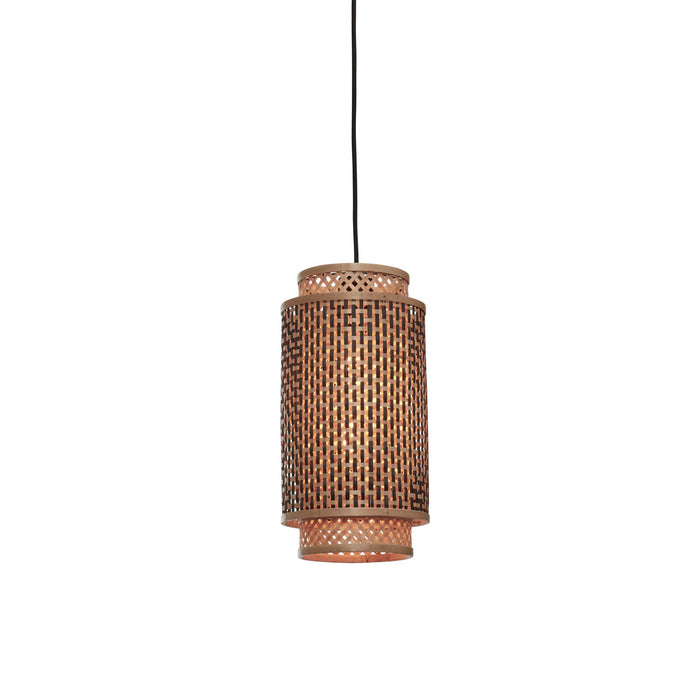 GOOD&MOJO Hanglamp Bhutan - Bamboe|Zwart - Ø18x35cm