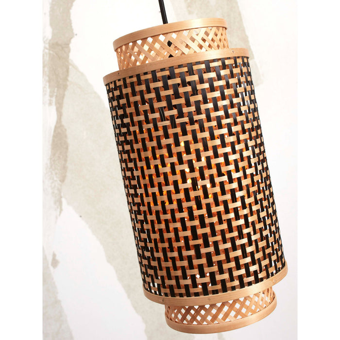 GOOD&MOJO Hanglamp Bhutan - Bamboe|Zwart - Ø18x35cm