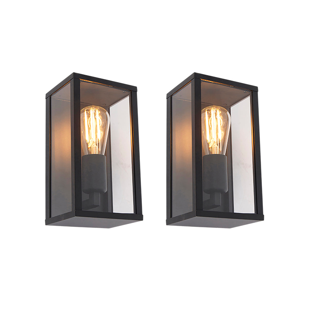 QAZQA Set van 2 Industriële wandlampen zwart 26 cm IP44  - Charlois