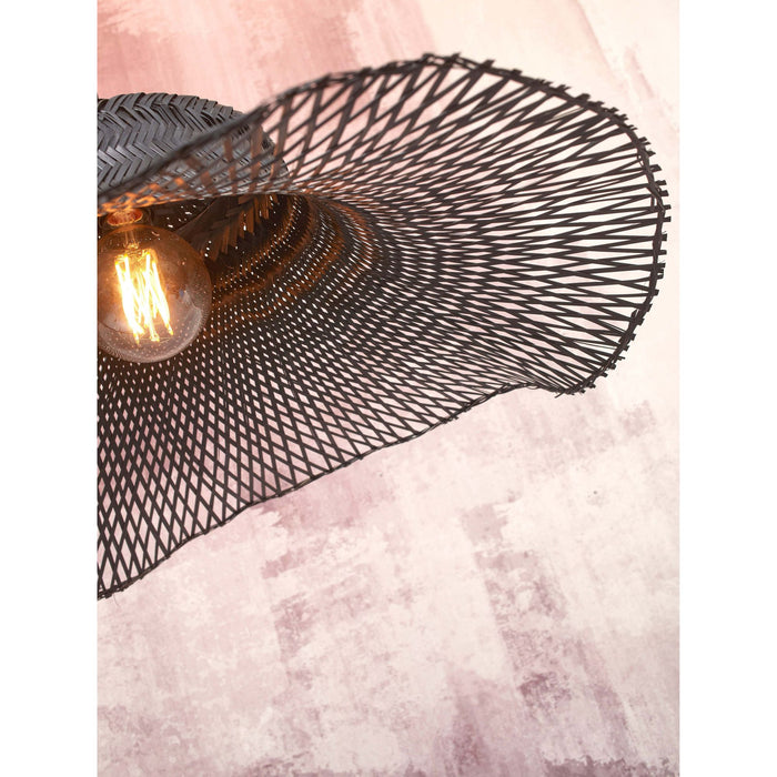 GOOD&MOJO Plafonniere Ibiza - Bamboe Zwart - 50x50x15cm