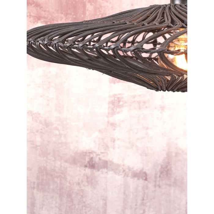 GOOD&MOJO Plafonniere Zanzibar - Rotan Zwart - Ø40cm
