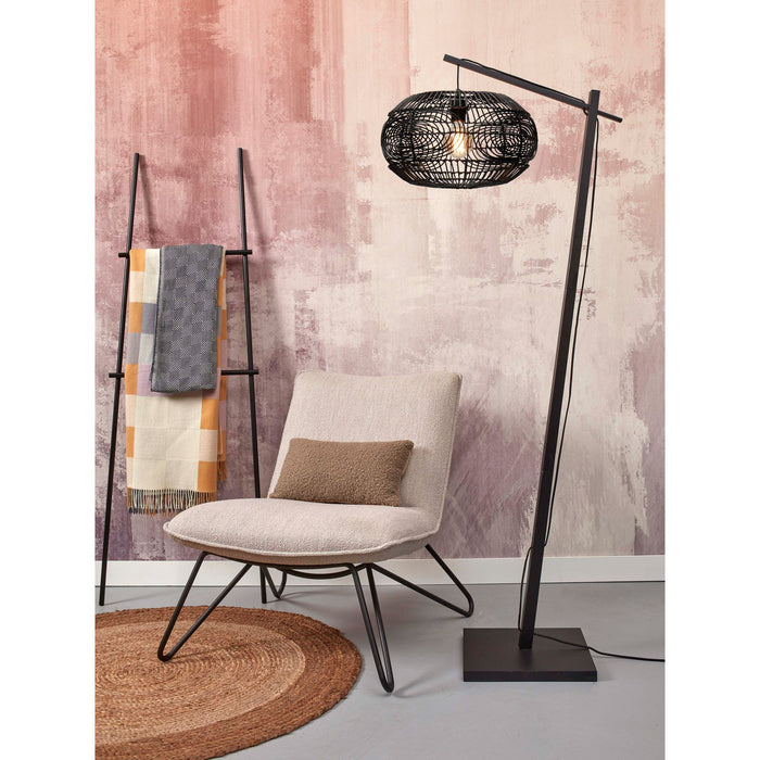GOOD&MOJO Vloerlamp Madeira - Bamboe|Rotan Zwart - 74x48x176cm