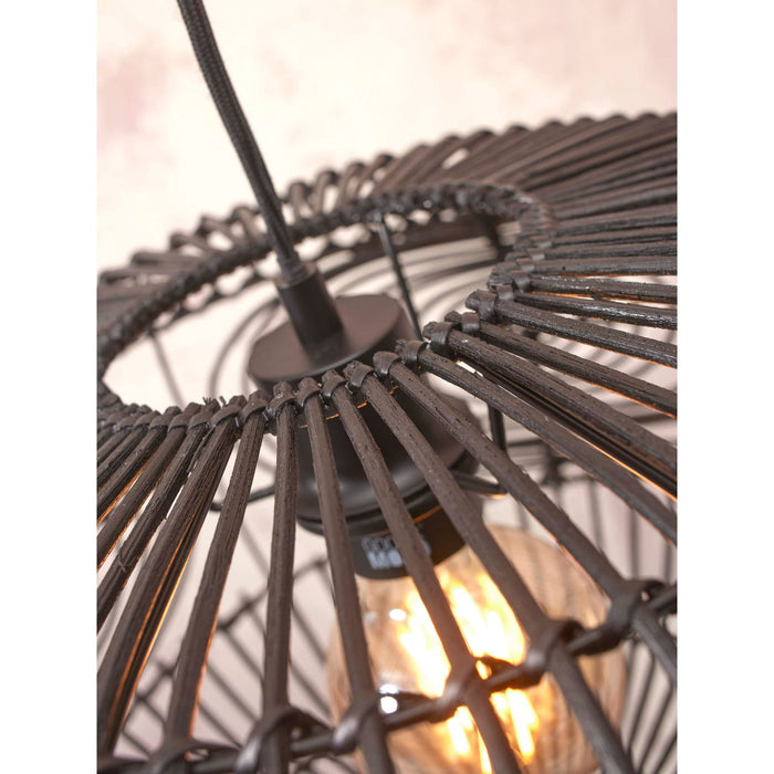 GOOD&MOJO Vloerlamp Madeira - Bamboe|Rotan Zwart - 74x48x176cm